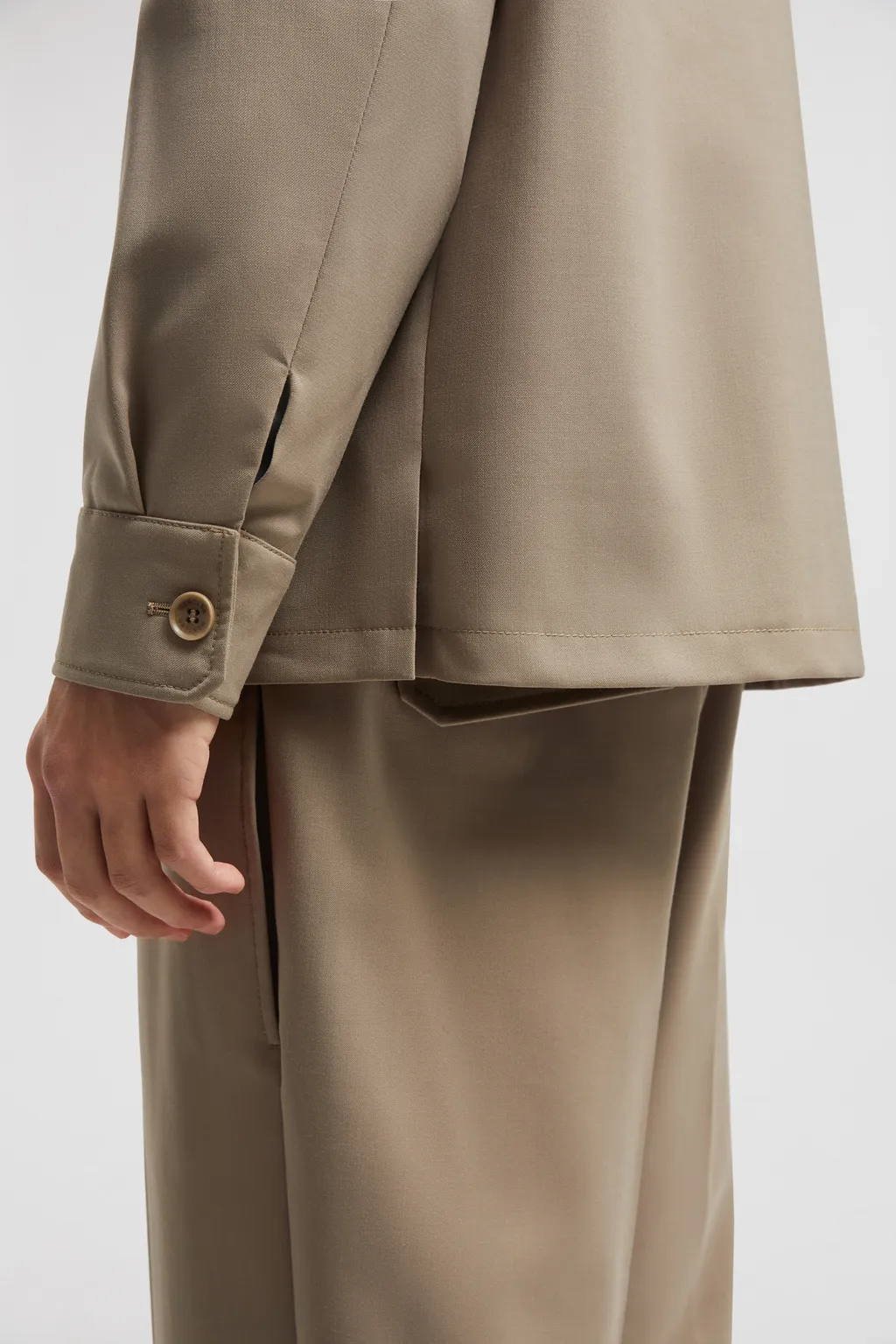 Wool Gabardine Long Sleeve Shirt