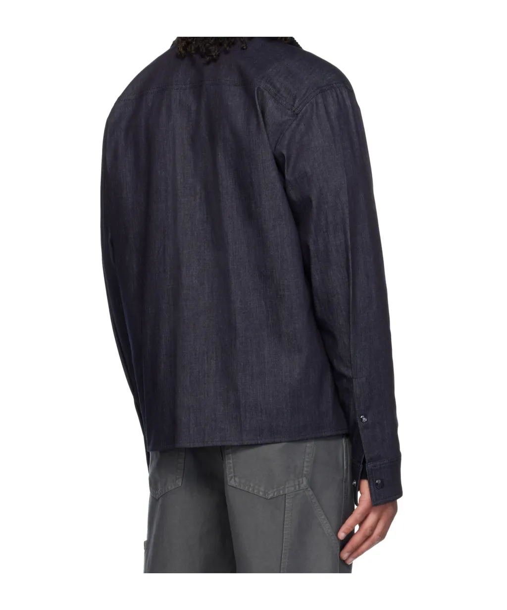 Logo Patch Zip-Up Denim Shirt