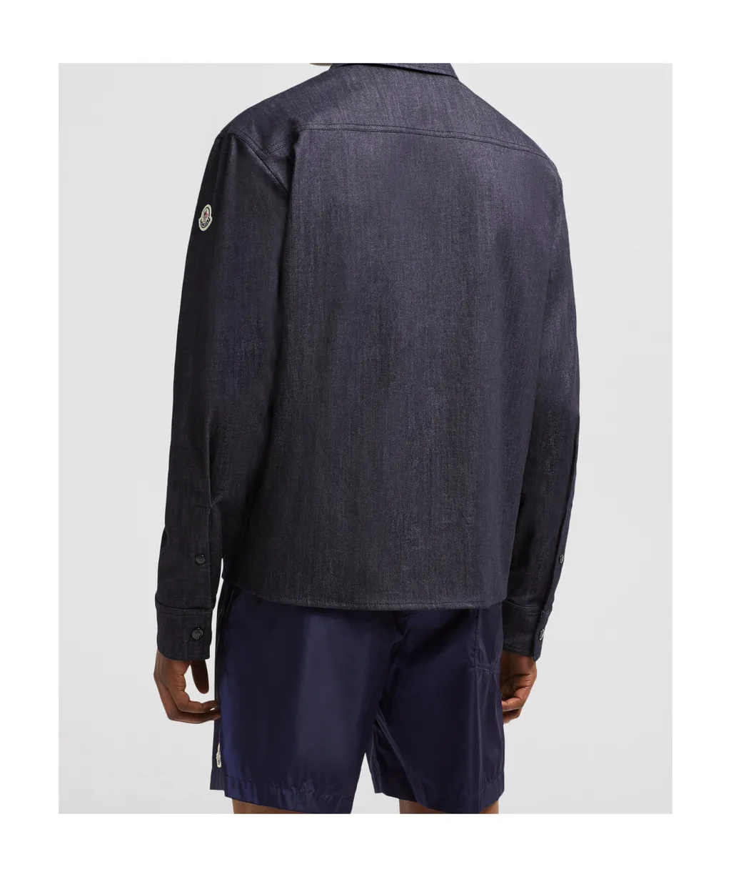 Logo Patch Zip-Up Denim Shirt