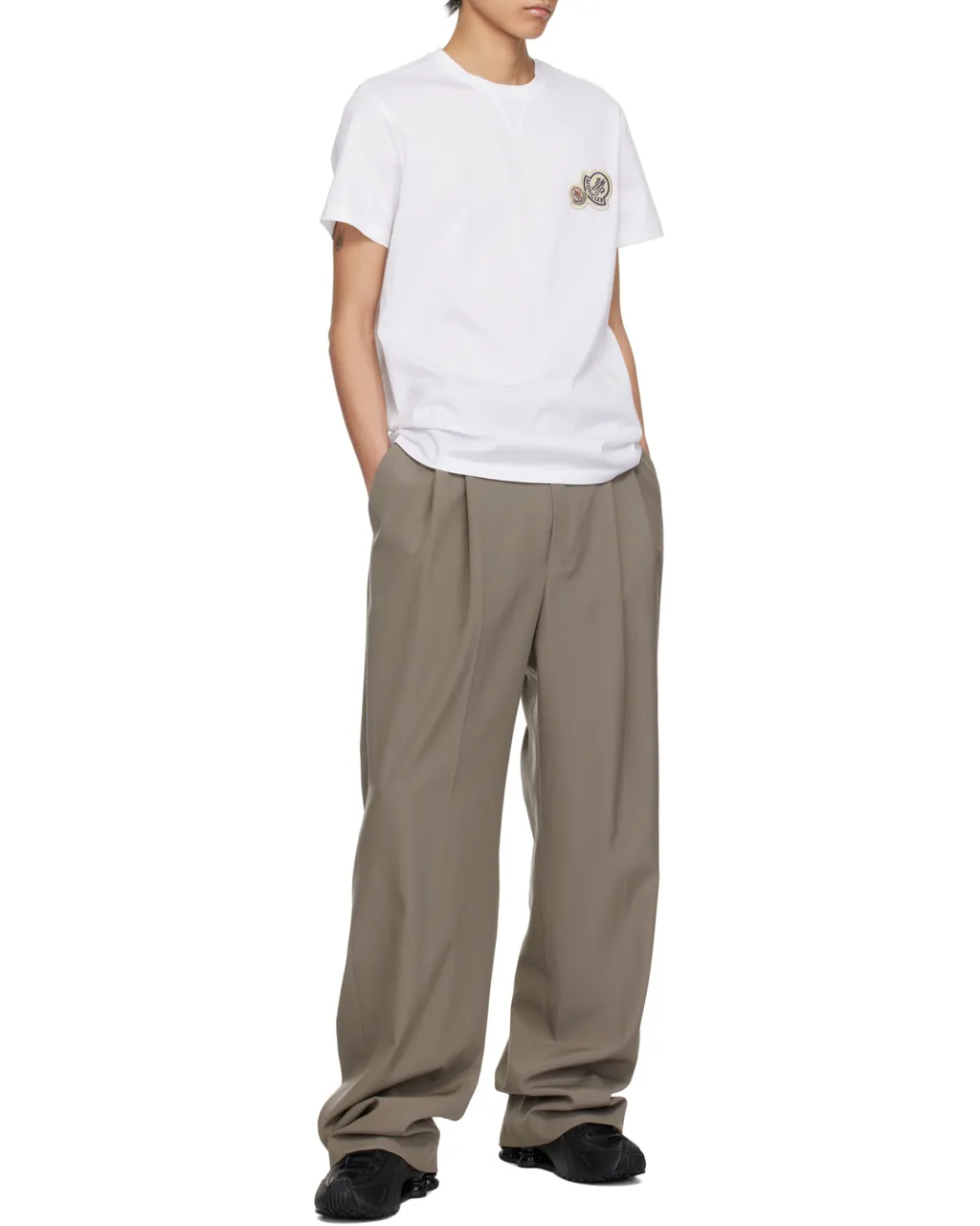 Double Logo Patch Crewneck T-Shirt
