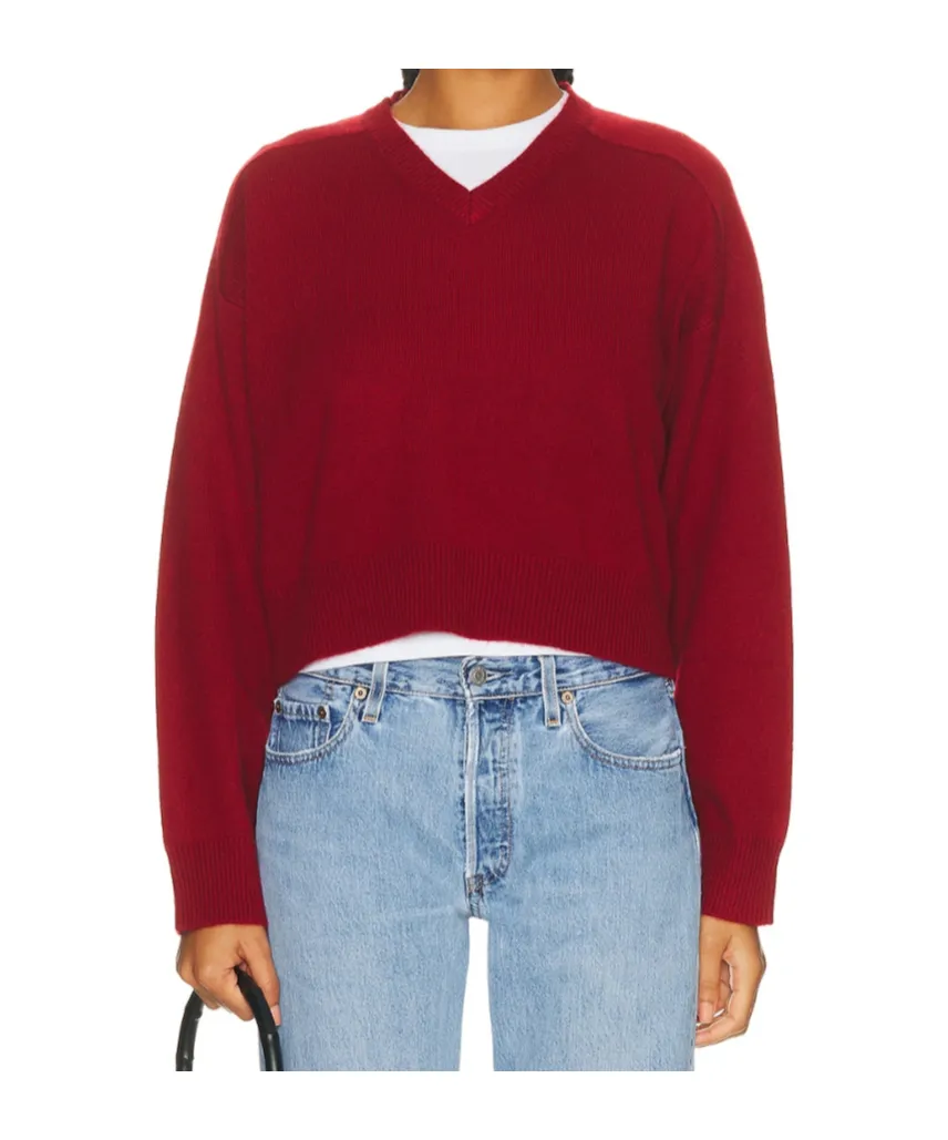 Long-Sleeved V-Neck Sweater