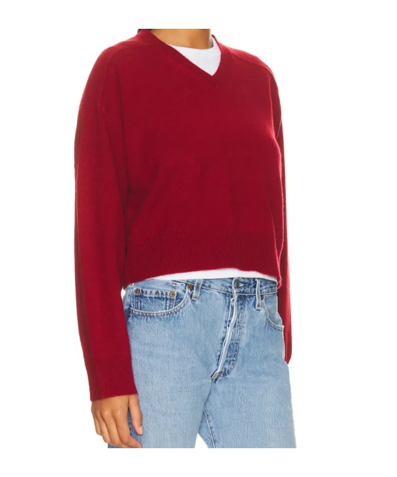 Long-Sleeved V-Neck Sweater