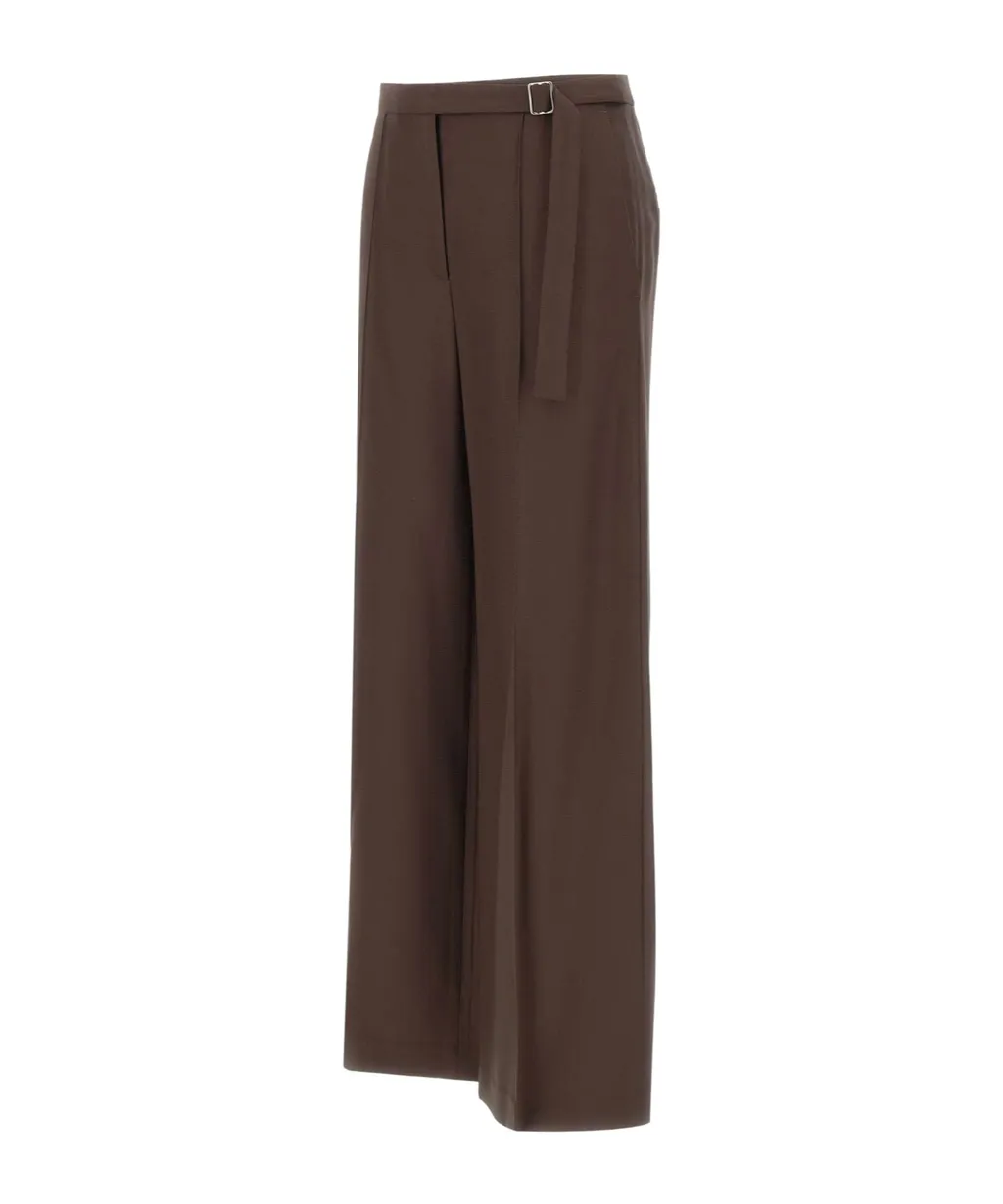 Pleated Buckle-Fastening Trousers