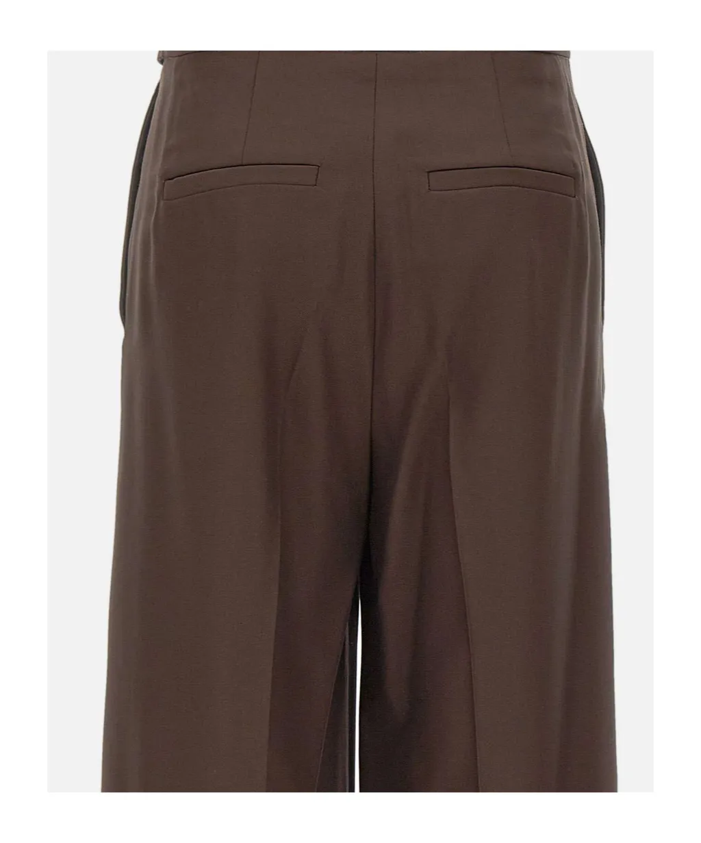 Pleated Buckle-Fastening Trousers