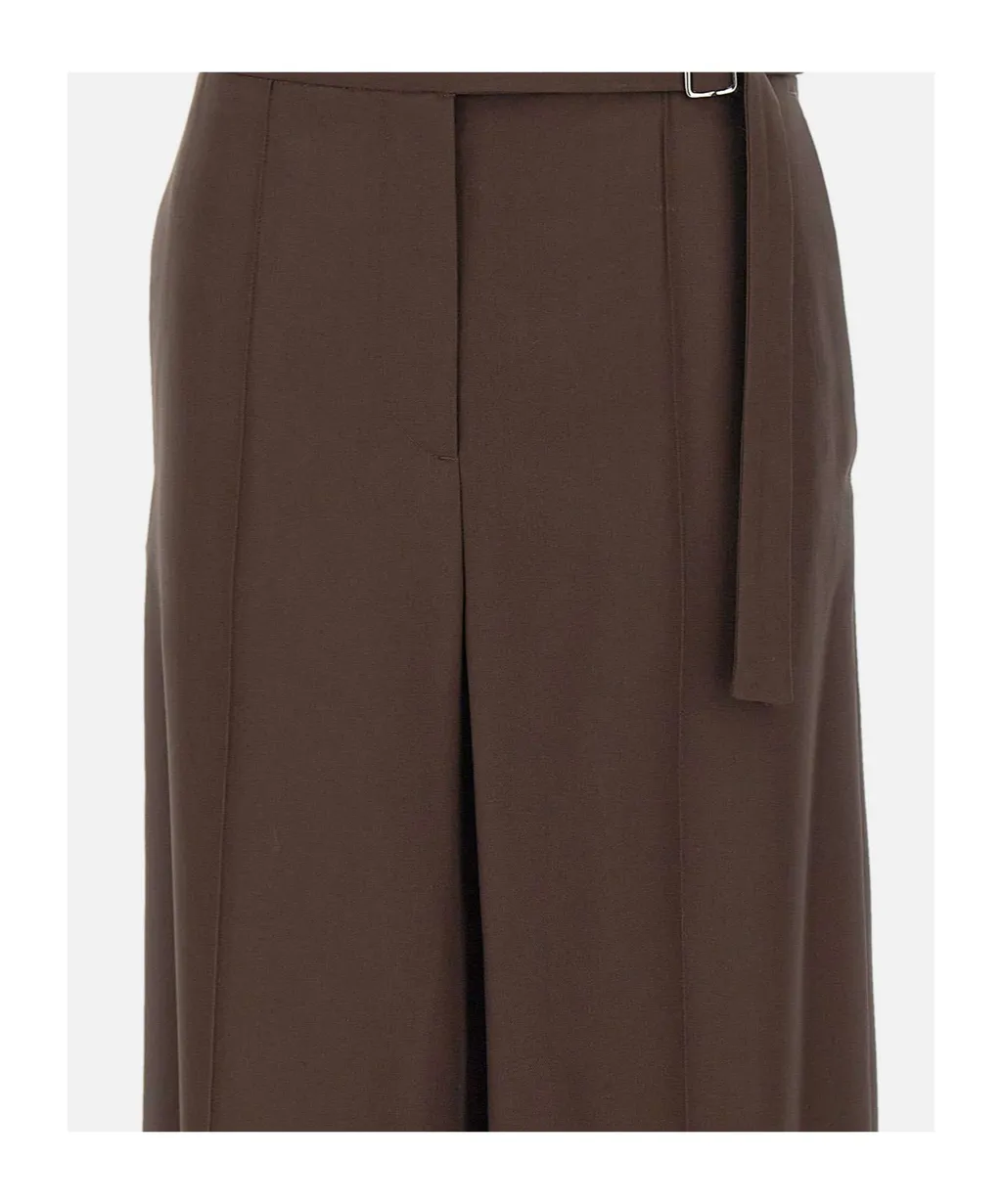 Pleated Buckle-Fastening Trousers