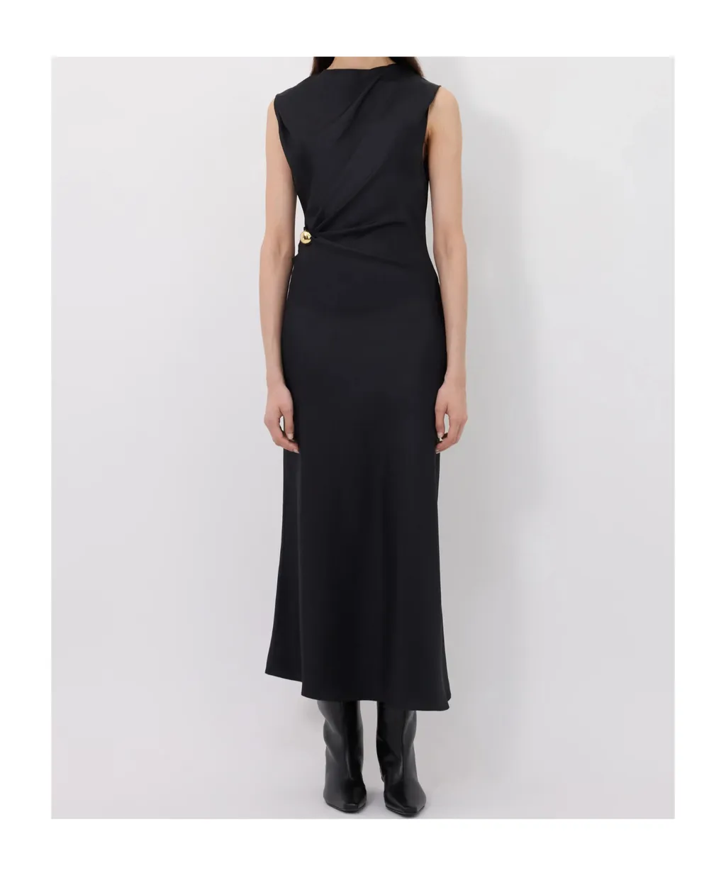 Roan Metal-Ornament Silk Dress