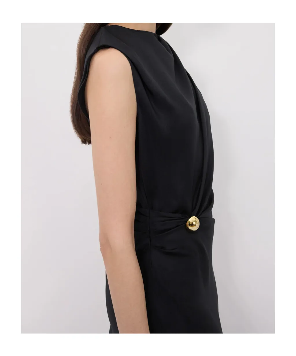 Roan Metal-Ornament Silk Dress