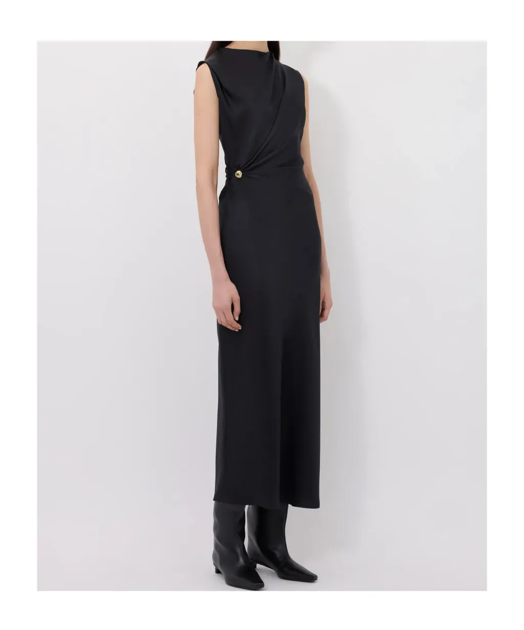 Roan Metal-Ornament Silk Dress