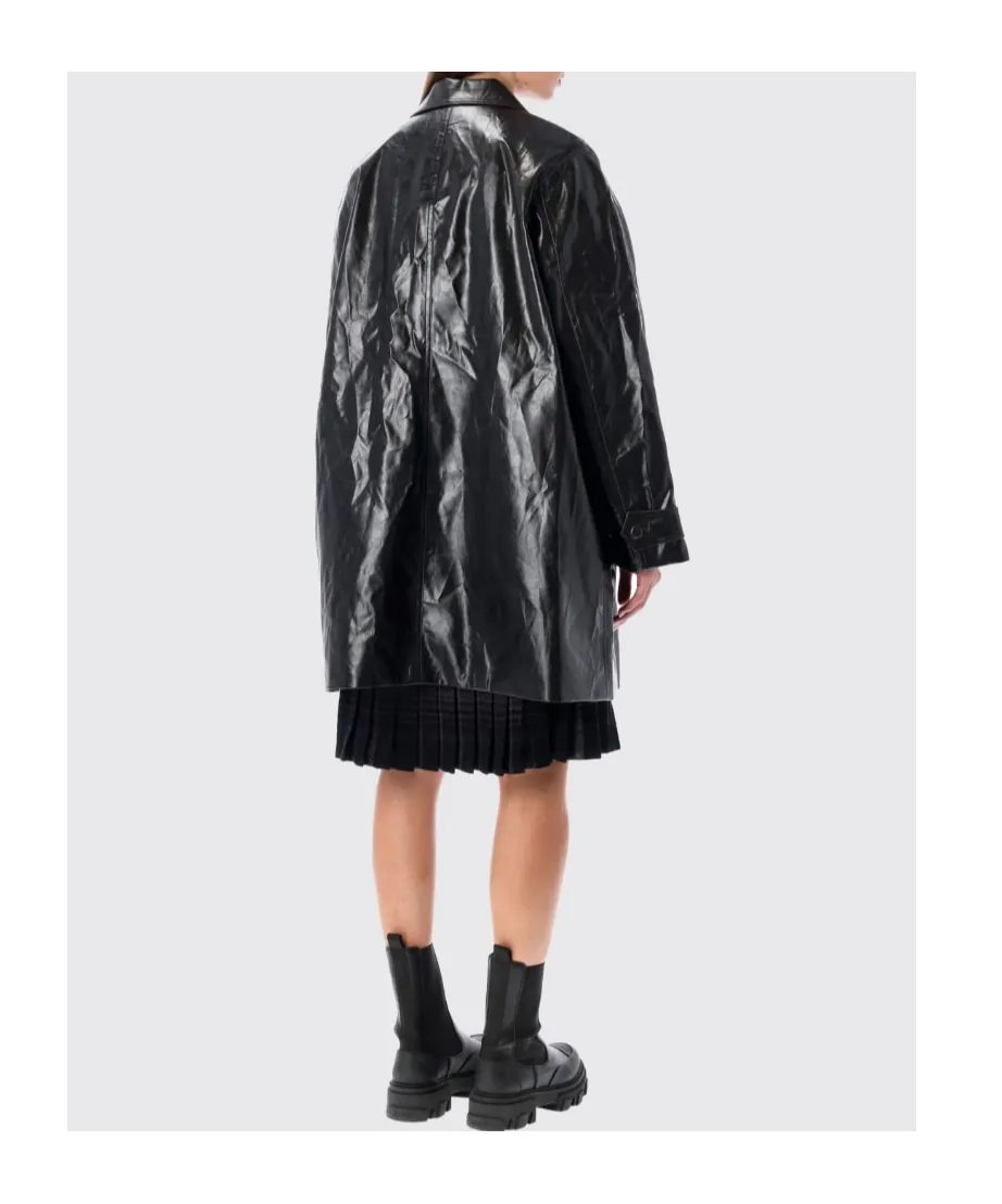 Single-Breasted Faux-Leather Coat