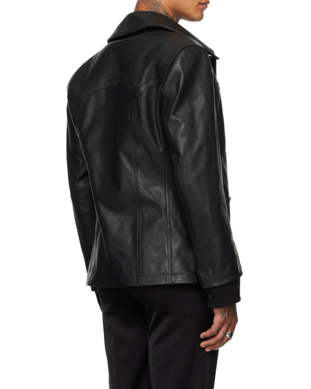 Long-Sleeved Leather Jacket