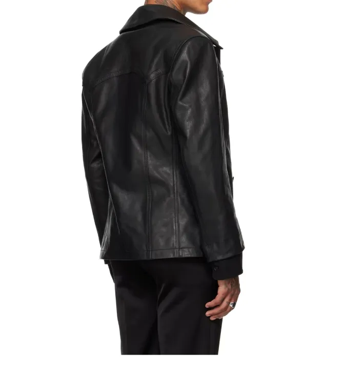 Long-Sleeved Leather Jacket