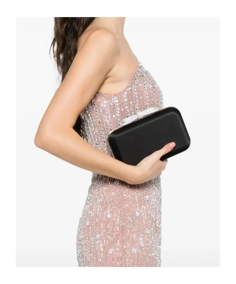 Crystal-Embellished Bow Clutch