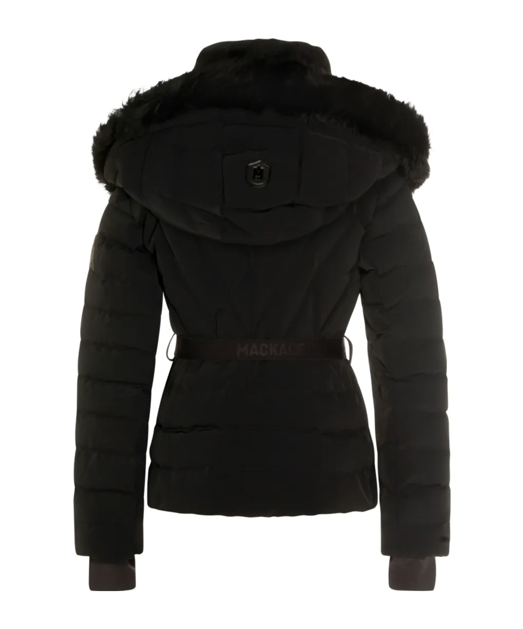 Fur-Trim Belted-Waist Coat