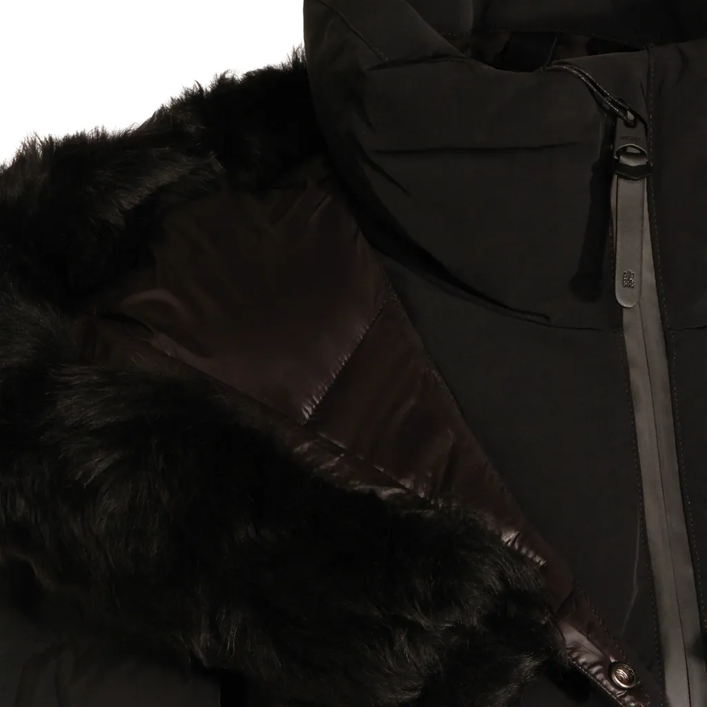 Fur-Trim Belted-Waist Coat
