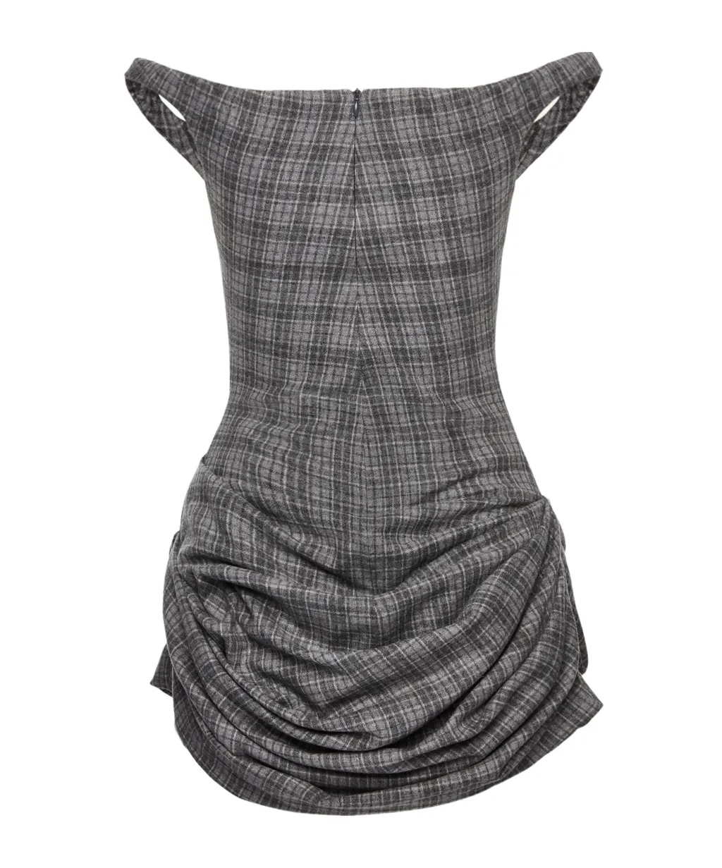 Plaid Draped Dress