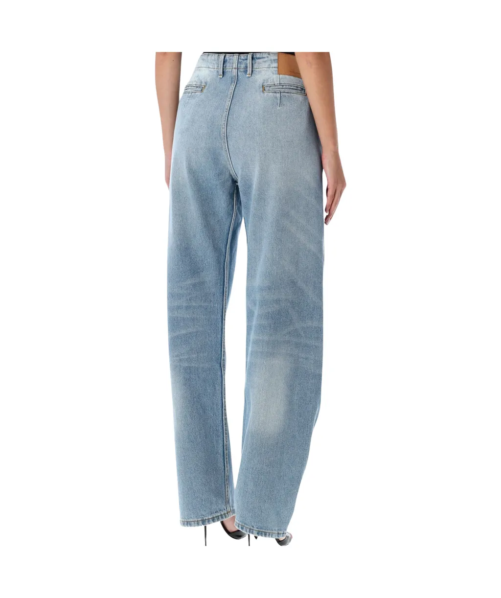 Mid Waist Straight-Leg Jeans