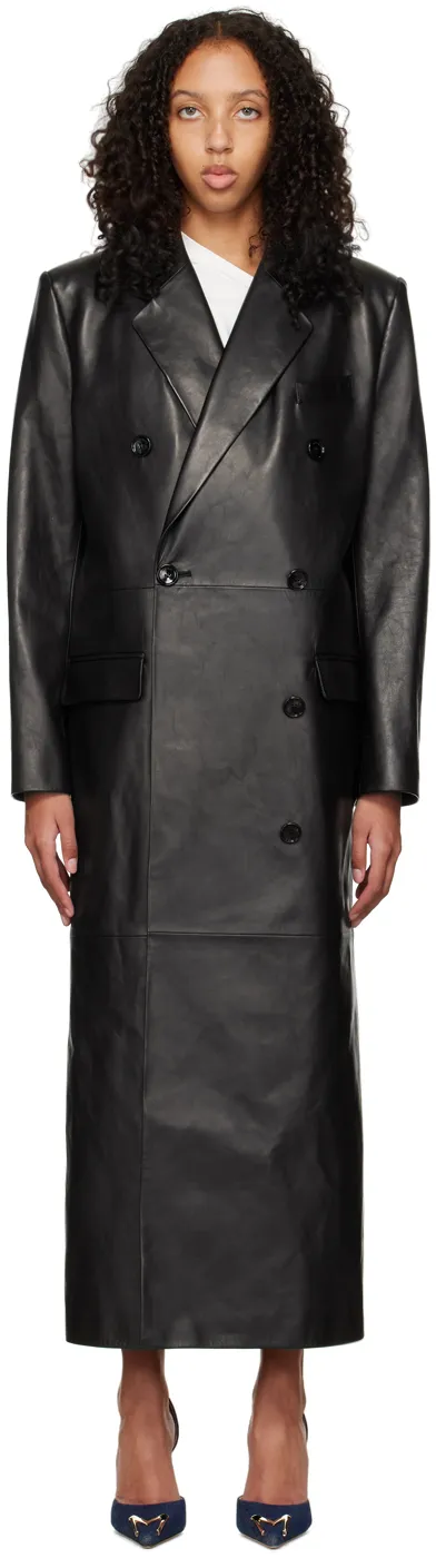 Long Leather Tailored Coat