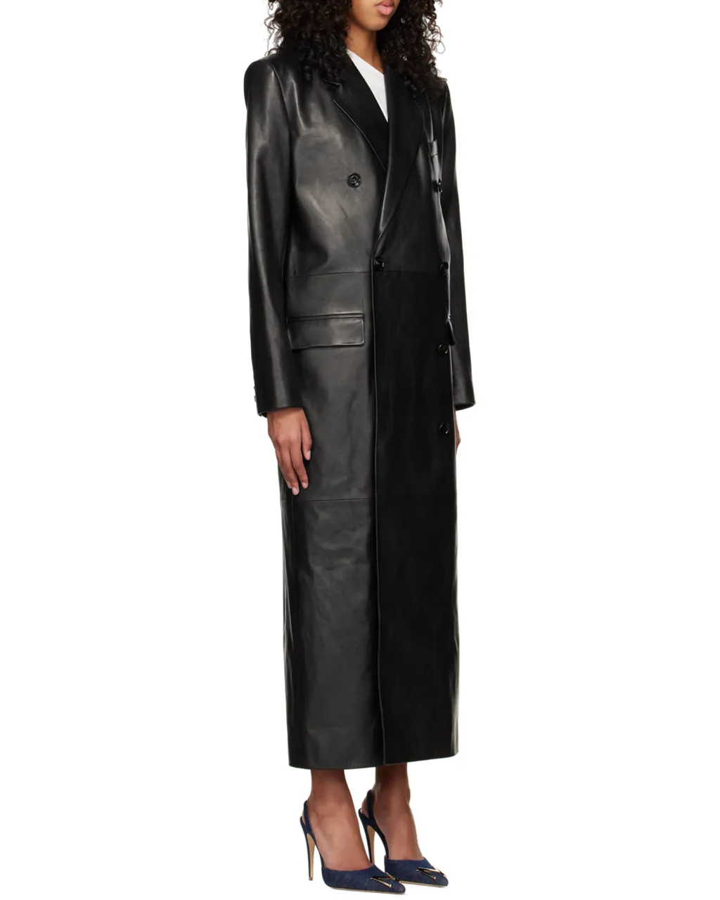 Long Leather Tailored Coat