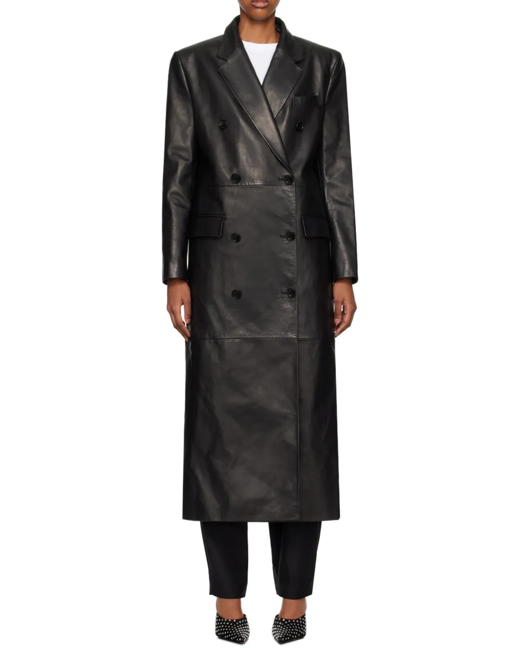 Long Leather Tailored Coat