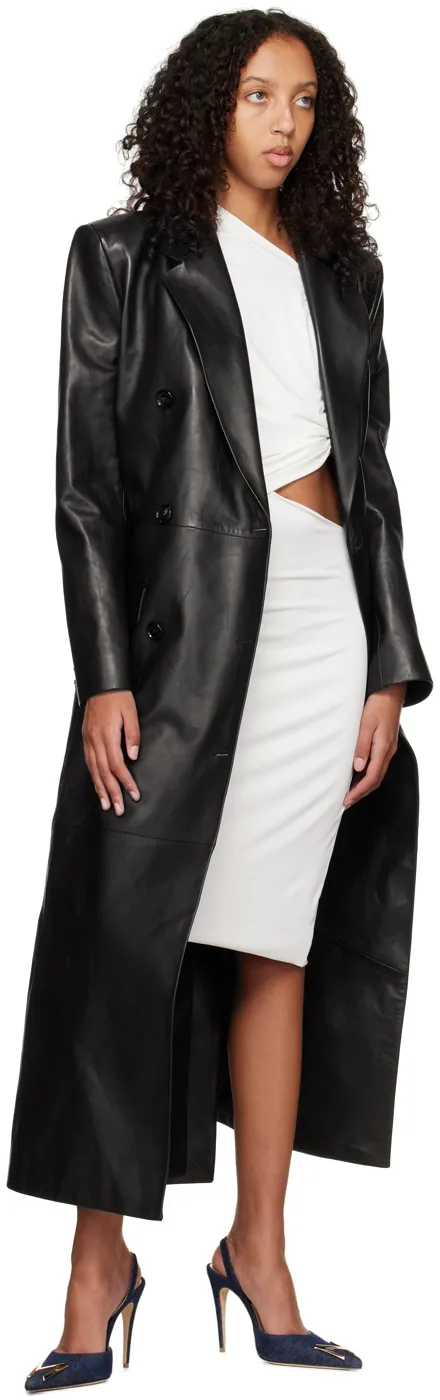 Long Leather Tailored Coat