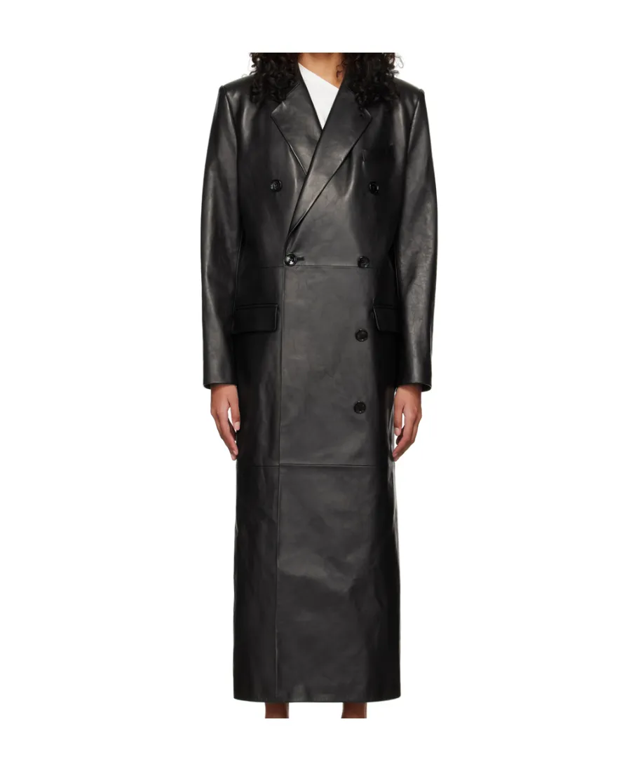 Long Leather Tailored Coat