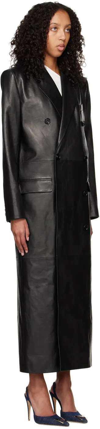 Long Leather Tailored Coat