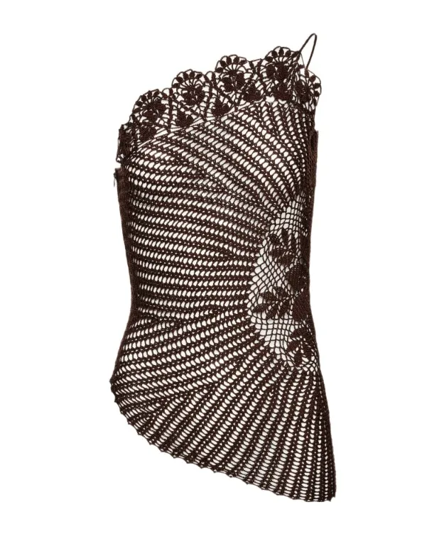 Lace Crochet One Shoulder Top