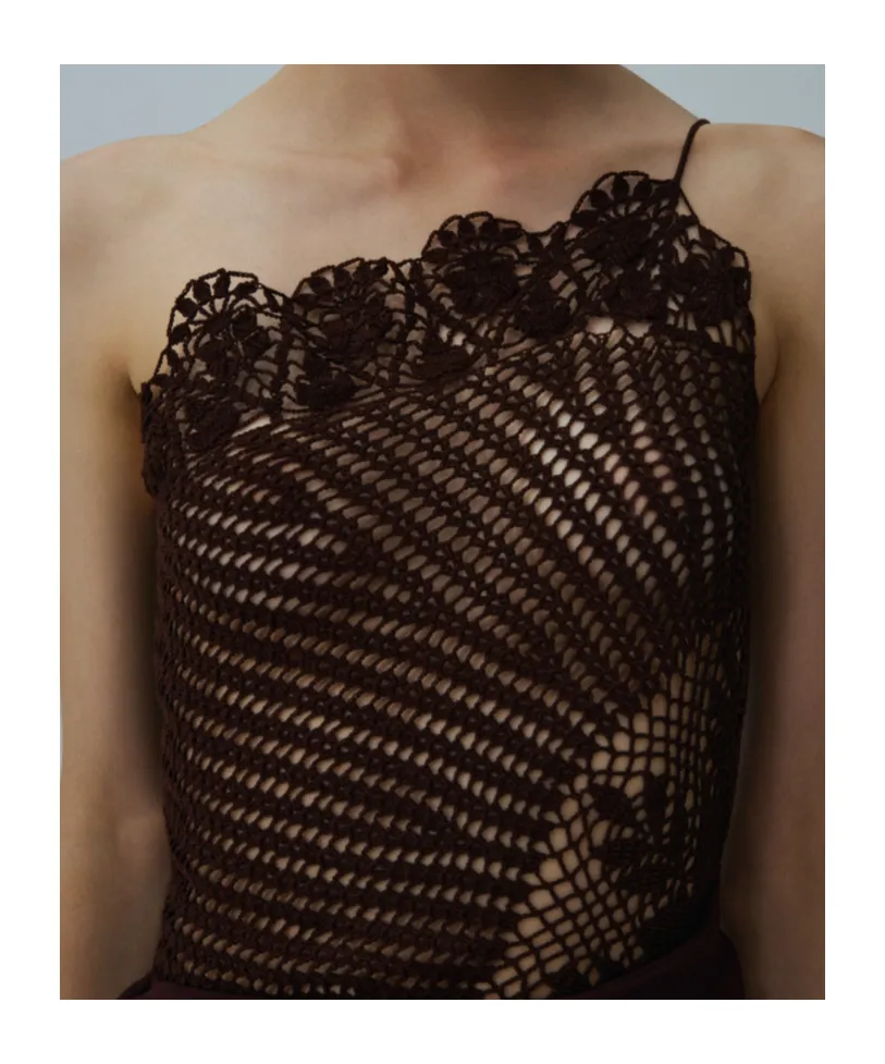 Lace Crochet One Shoulder Top