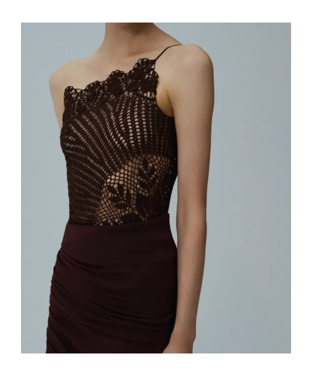 Lace Crochet One Shoulder Top