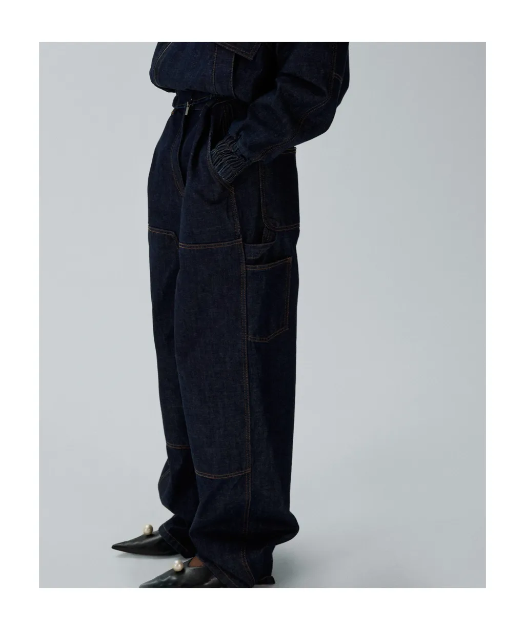 Loose Leg Industrial Denim Trousers