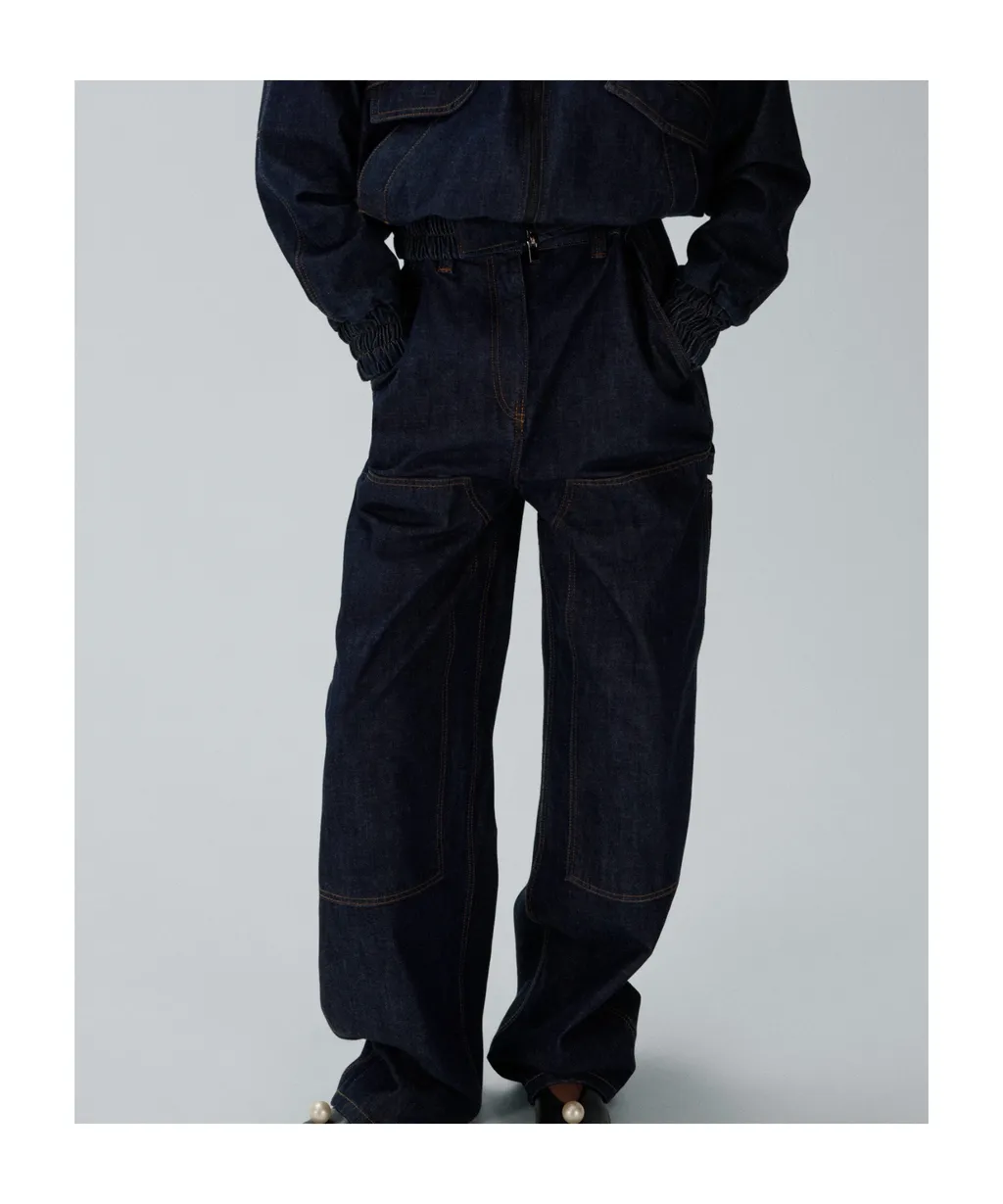 Loose Leg Industrial Denim Trousers