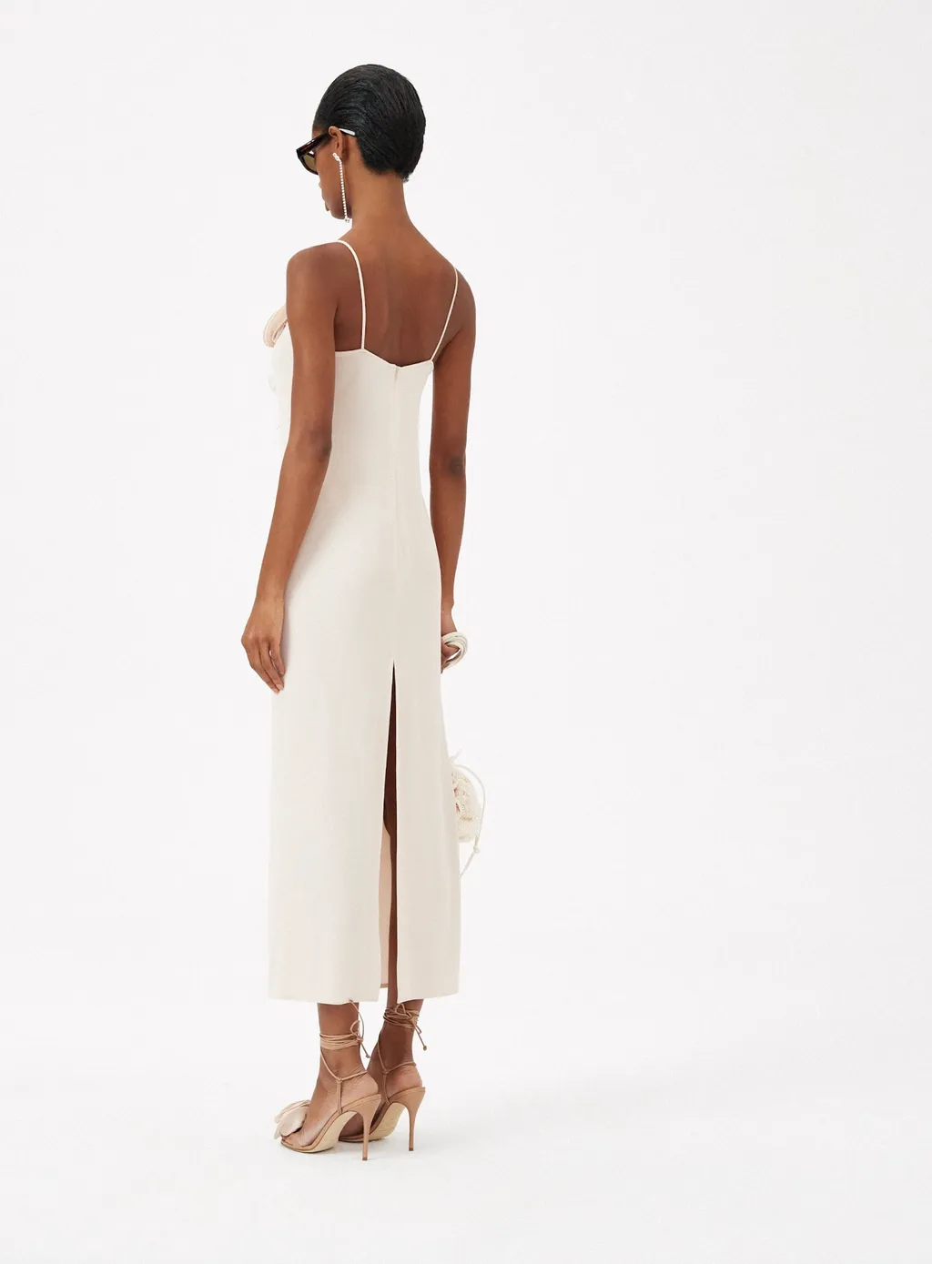 Floral Embellished Spaghetti Strap Midi Dress