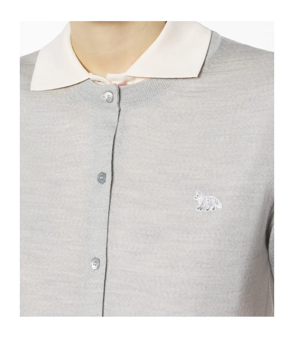 Baby Fox-Embroidered Short-Sleeve Cardigan