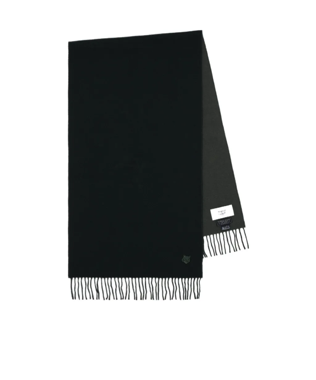 Bold Fox Head Patch Fringed Scarf