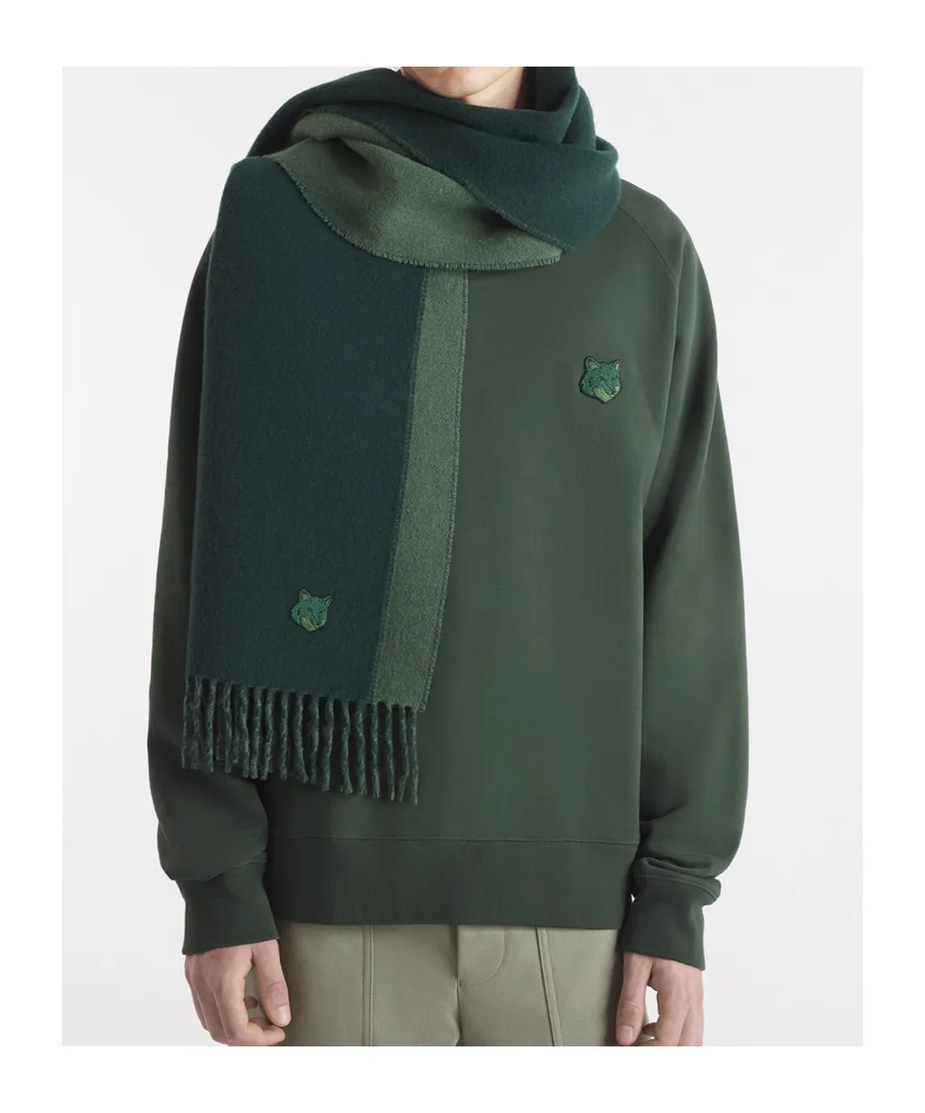 Bold Fox Head Patch Fringed Scarf