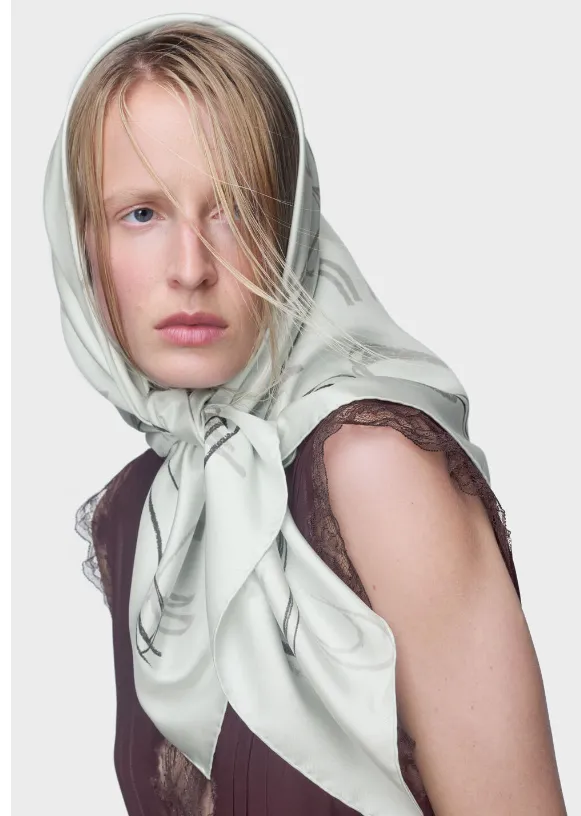 Number Print Silk Scarf