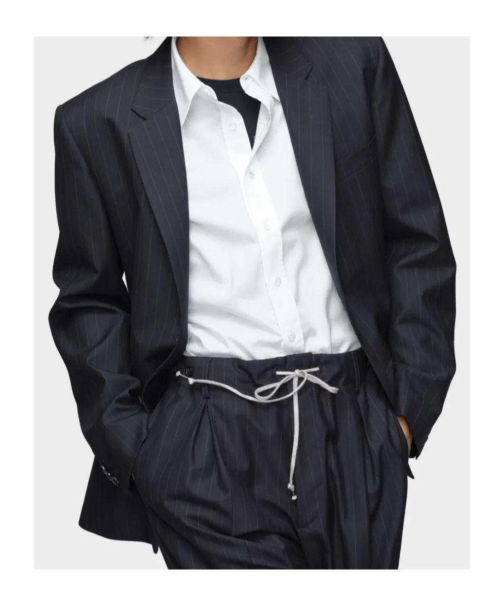 Single-Breasted Pinstriped Blazer