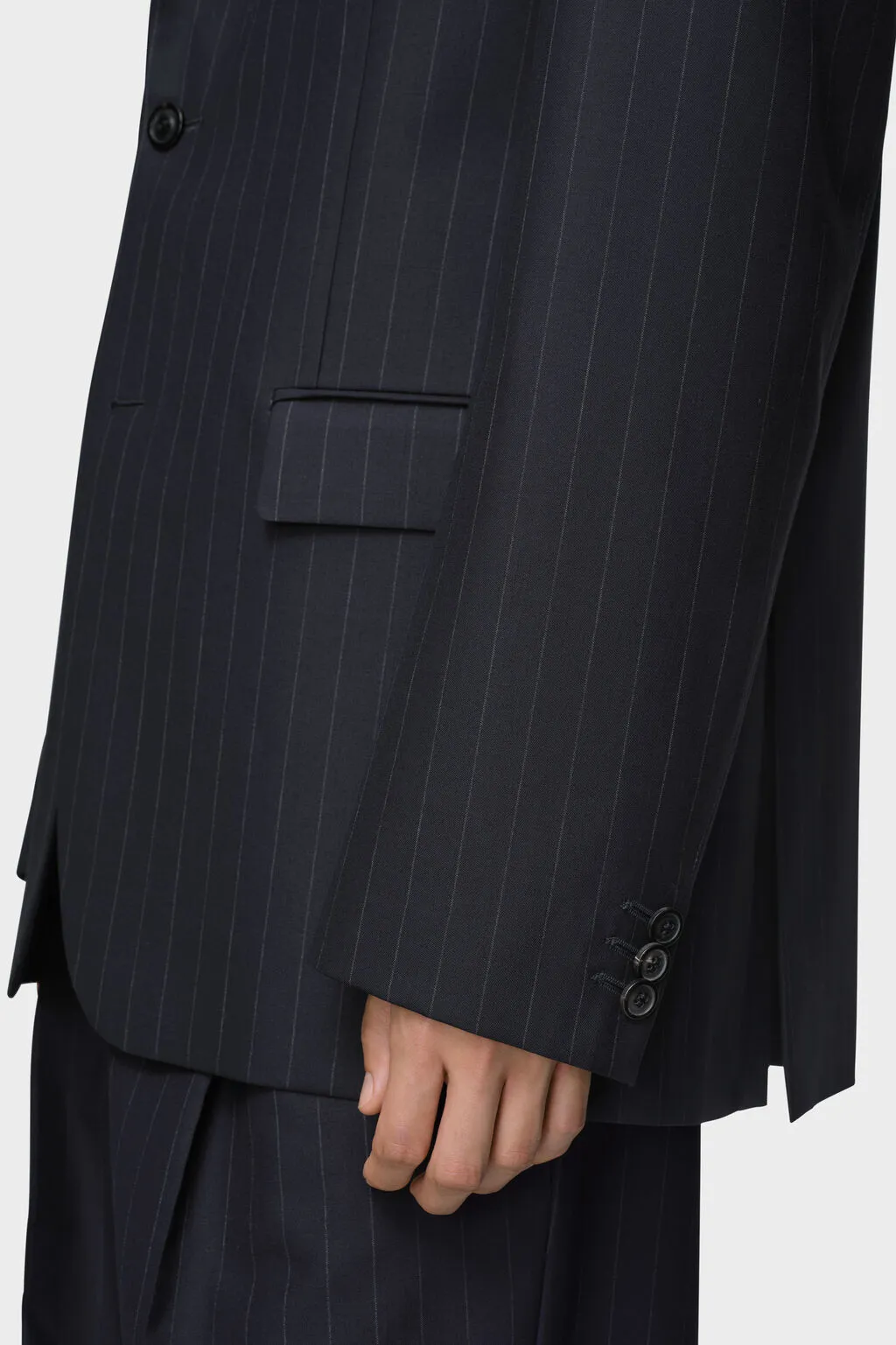 Single-Breasted Pinstriped Blazer