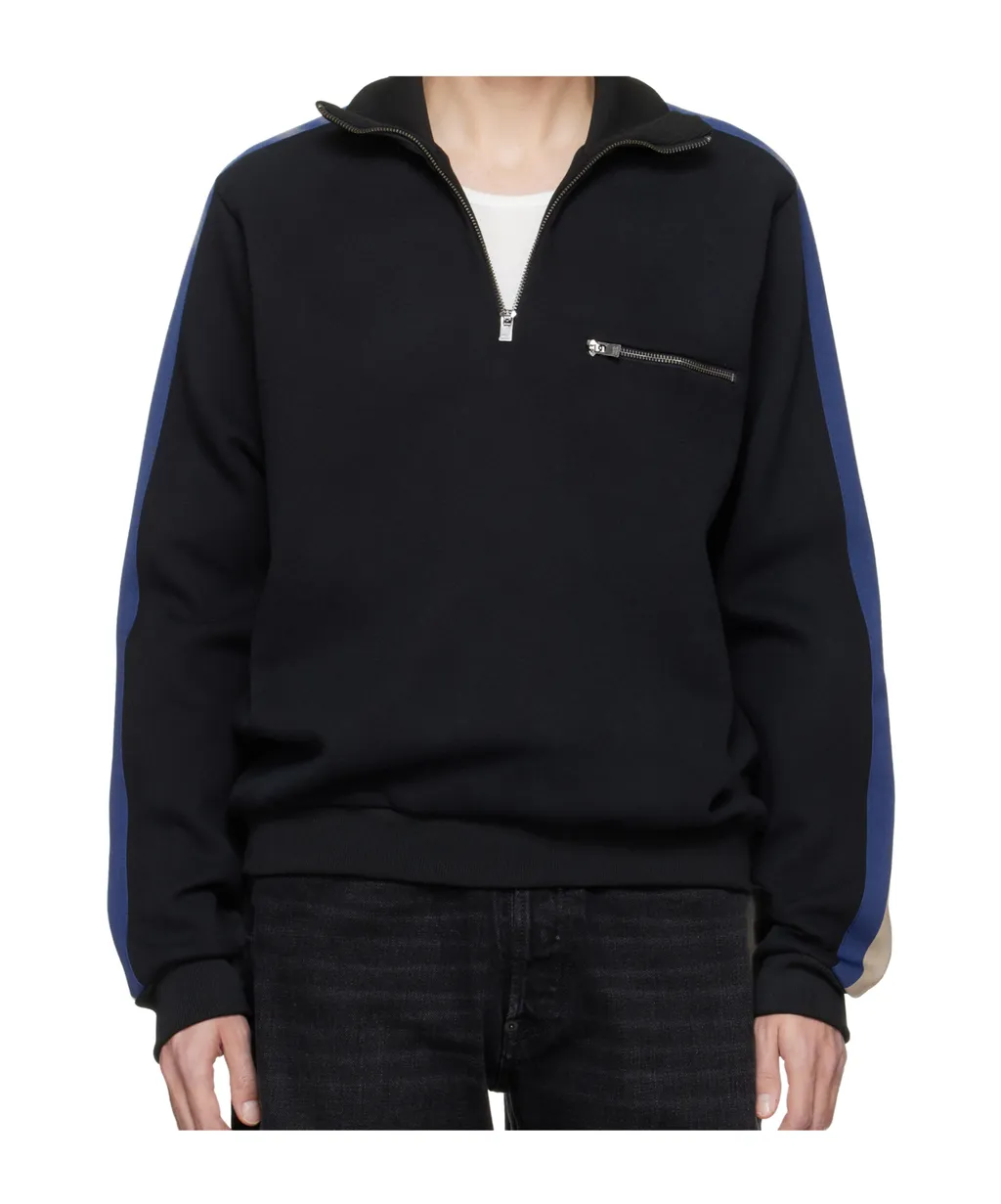 Stripe-Detail Half-Zip Sweatshirt