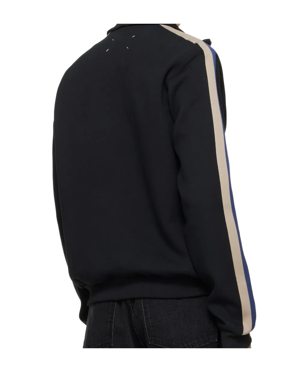 Stripe-Detail Half-Zip Sweatshirt