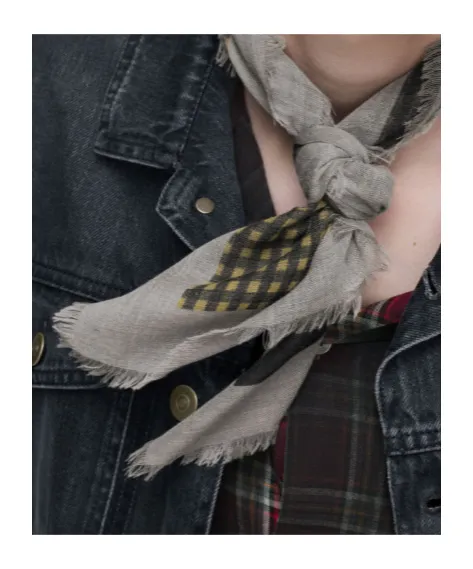 Frayed-Edge Checked Scarf