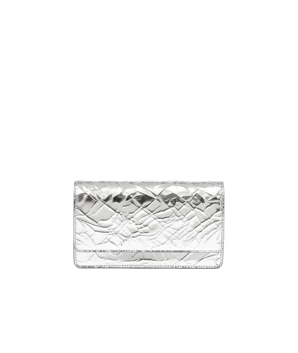Textured Foldover Chain Wallet