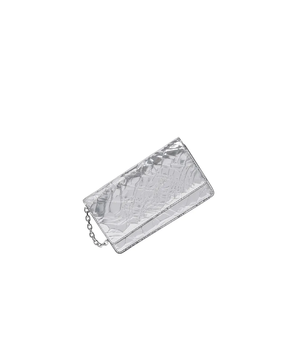 Textured Foldover Chain Wallet