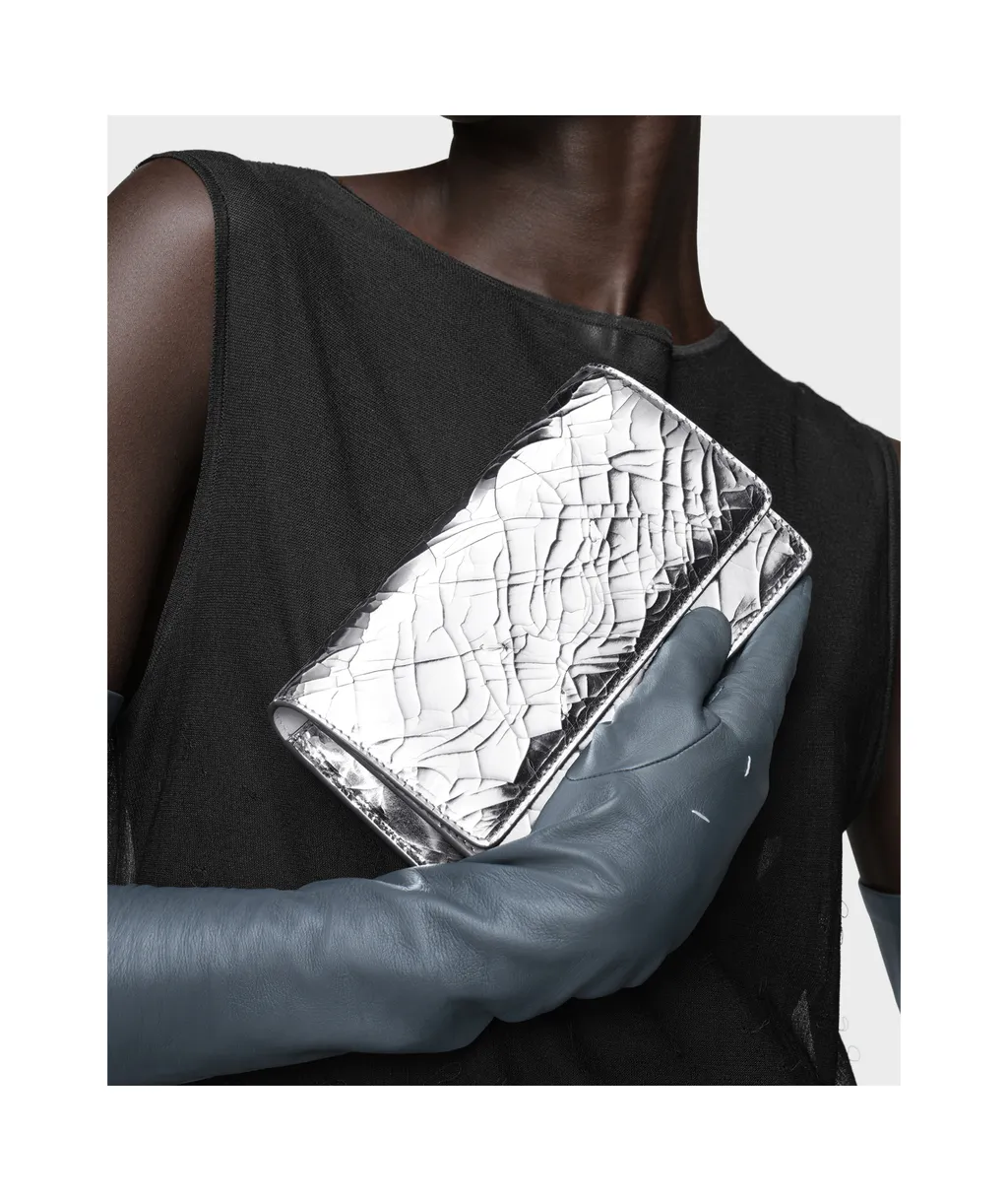 Textured Foldover Chain Wallet