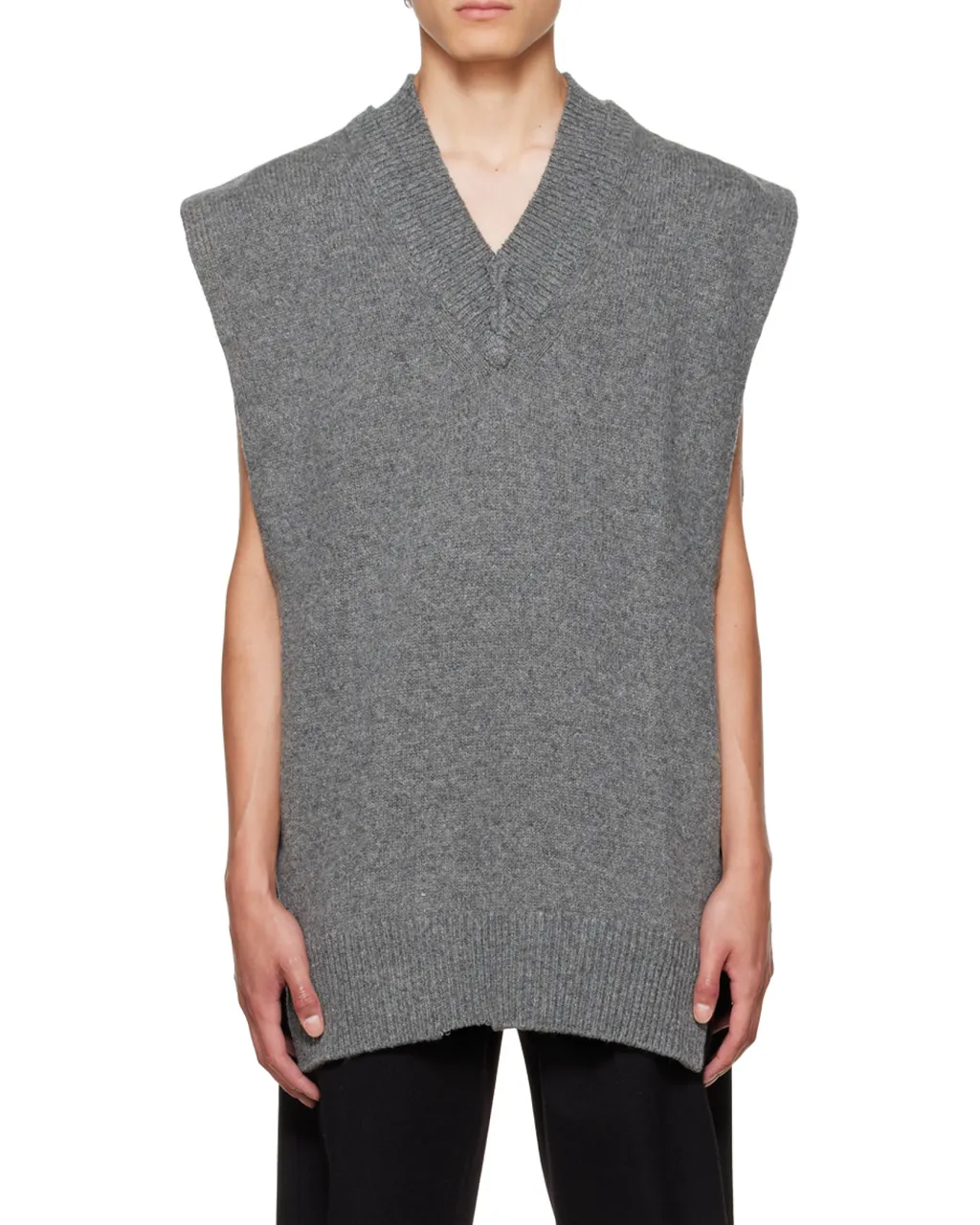 V-Neck Sleeveless Rib-Knitted Jumper