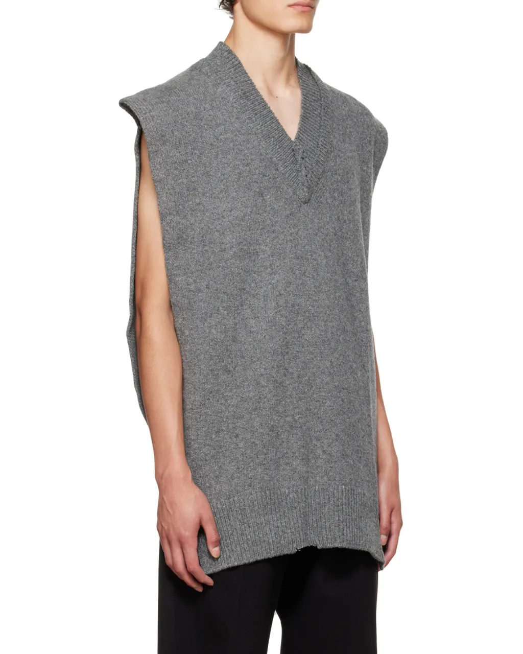 V-Neck Sleeveless Rib-Knitted Jumper