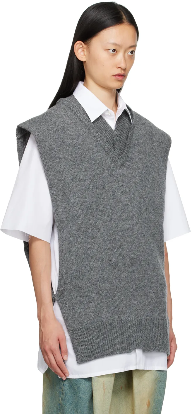 V-Neck Sleeveless Rib-Knitted Jumper