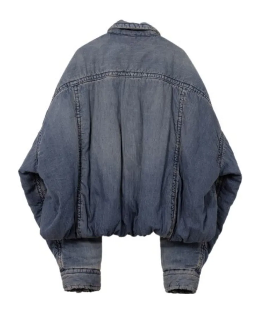 Rolled-Up Hem Down Denim Jacket