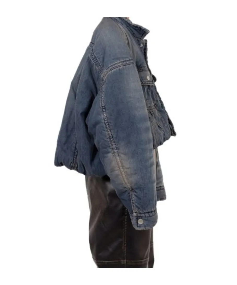 Rolled-Up Hem Down Denim Jacket