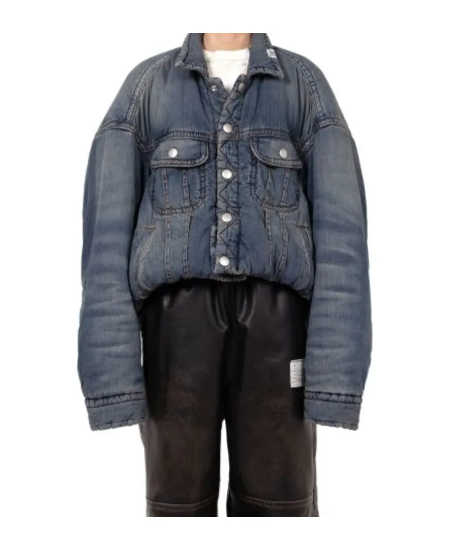 Rolled-Up Hem Down Denim Jacket